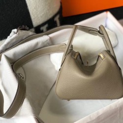 Hermes Mini Lindy Bag In Tourterelle Clemence Leather