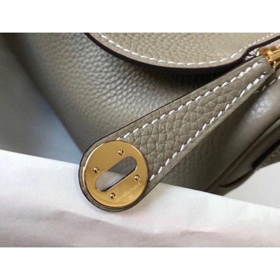 Hermes Mini Lindy Bag In Tourterelle Clemence Leather