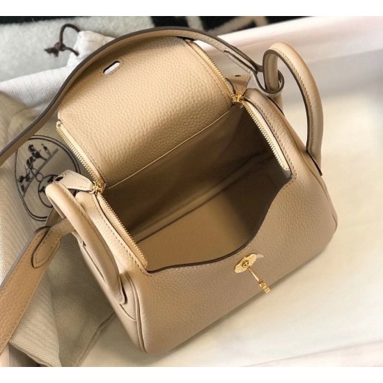 Hermes Mini Lindy Bag In Trench Clemence Leather