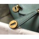 Hermes Mini Lindy Bag In Vert Amande Clemence Leather