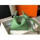 Hermes Mini Lindy Bag In Vert Criquet Clemence Leather