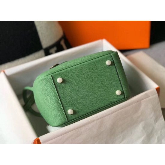 Hermes Mini Lindy Bag In Vert Criquet Clemence Leather