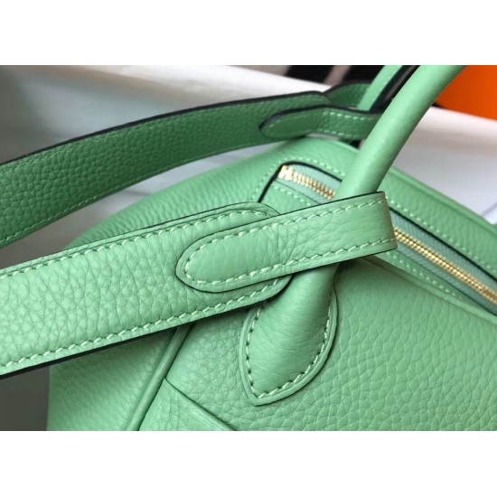 Hermes Mini Lindy Bag In Vert Criquet Clemence Leather