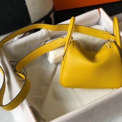 Hermes Mini Lindy Bag In Yellow Clemence Leather