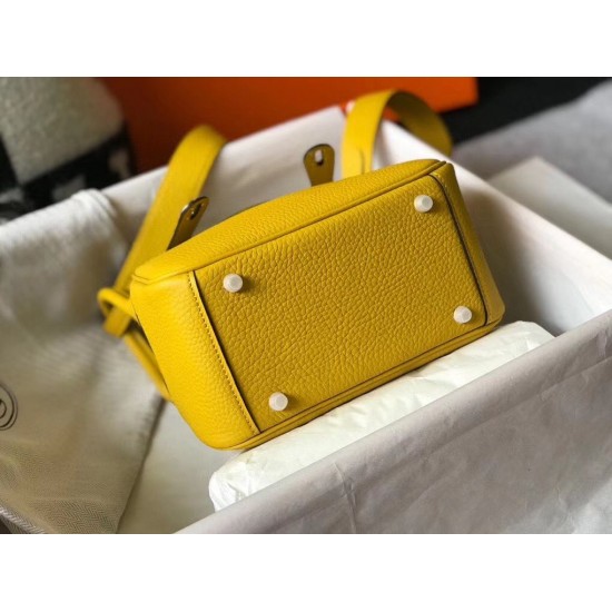 Hermes Mini Lindy Bag In Yellow Clemence Leather