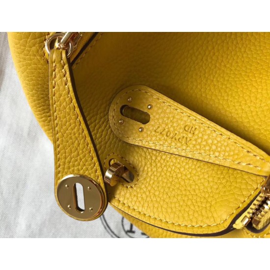 Hermes Mini Lindy Bag In Yellow Clemence Leather