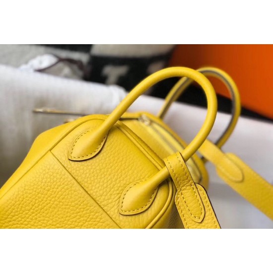 Hermes Mini Lindy Bag In Yellow Clemence Leather