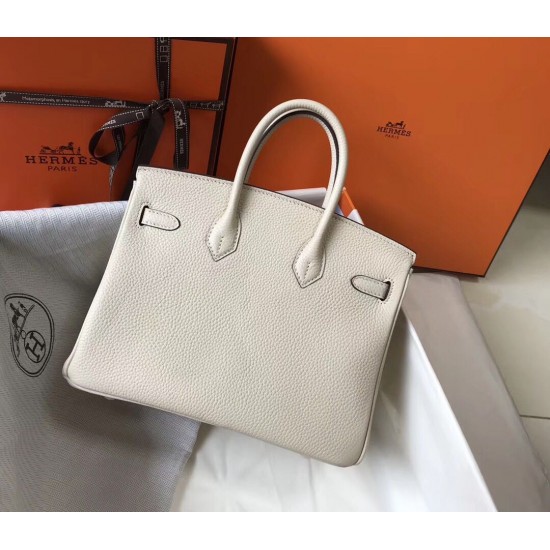 Hermes Birkin 25cm Bag In Beton Clemence Leather