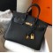 Hermes Birkin 25cm Bag In Black Clemence Leather