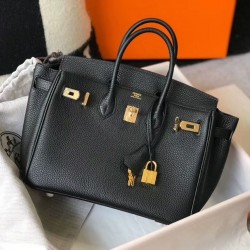 Hermes Birkin 25cm Bag In Black Clemence Leather