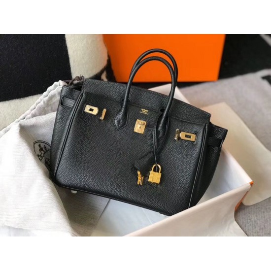 Hermes Birkin 25cm Bag In Black Clemence Leather