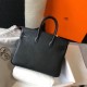 Hermes Birkin 25cm Bag In Black Clemence Leather