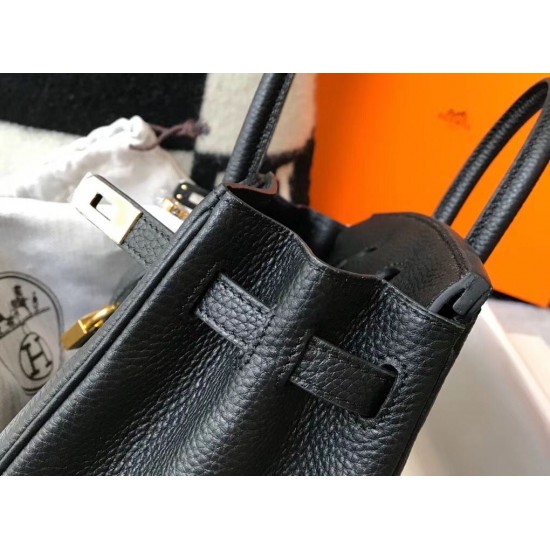 Hermes Birkin 25cm Bag In Black Clemence Leather