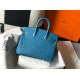 Hermes Birkin 25cm Bag In Blue Jean Clemence Leather