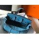 Hermes Birkin 25cm Bag In Blue Jean Clemence Leather