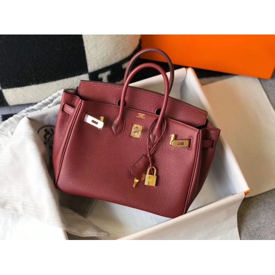 Hermes Birkin 25cm Bag In Bordeaux Clemence Leather