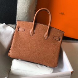 Hermes Birkin 25cm Bag In Gold Clemence Leather