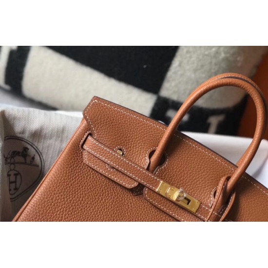 Hermes Birkin 25cm Bag In Gold Clemence Leather