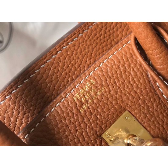 Hermes Birkin 25cm Bag In Gold Clemence Leather