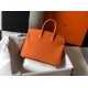 Hermes Birkin 25cm Bag In Orange Clemence Leather