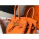 Hermes Birkin 25cm Bag In Orange Clemence Leather