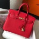 Hermes Birkin 25cm Bag In Red Clemence Leather