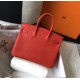 Hermes Birkin 25cm Bag In Red Clemence Leather