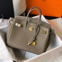 Hermes Birkin 25cm Bag In Taupe Clemence Leather