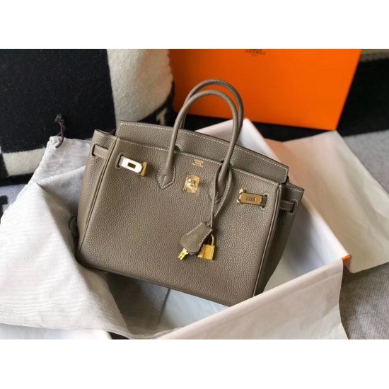 Hermes Birkin 25cm Bag In Taupe Clemence Leather