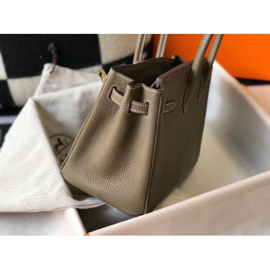 Hermes Birkin 25cm Bag In Taupe Clemence Leather