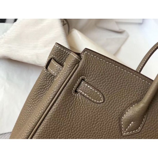 Hermes Birkin 25cm Bag In Taupe Clemence Leather