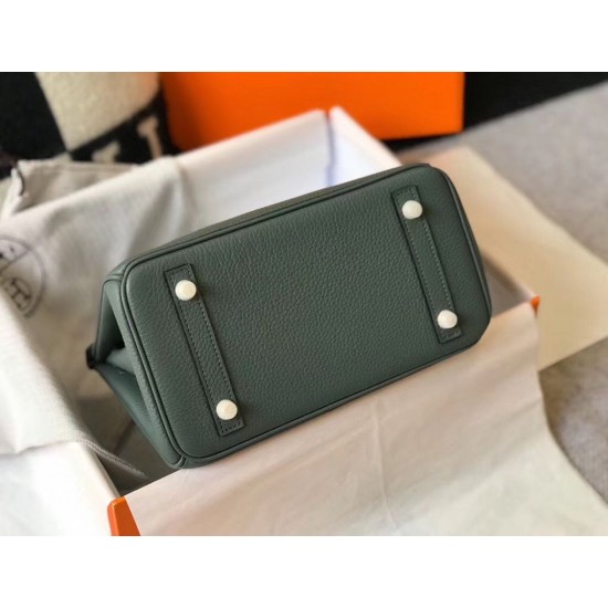 Hermes Birkin 25cm Bag In Vert Amande Clemence Leather