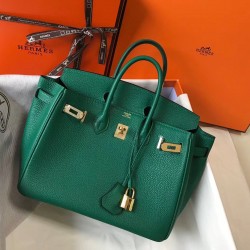 Hermes Birkin 25cm Bag In Vert Vertigo Clemence Leather