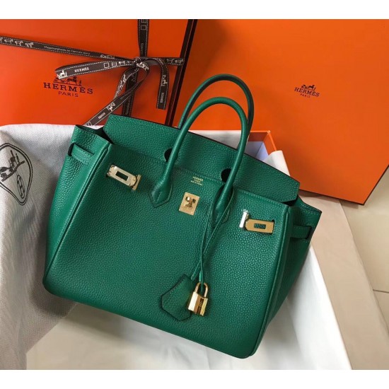 Hermes Birkin 25cm Bag In Vert Vertigo Clemence Leather