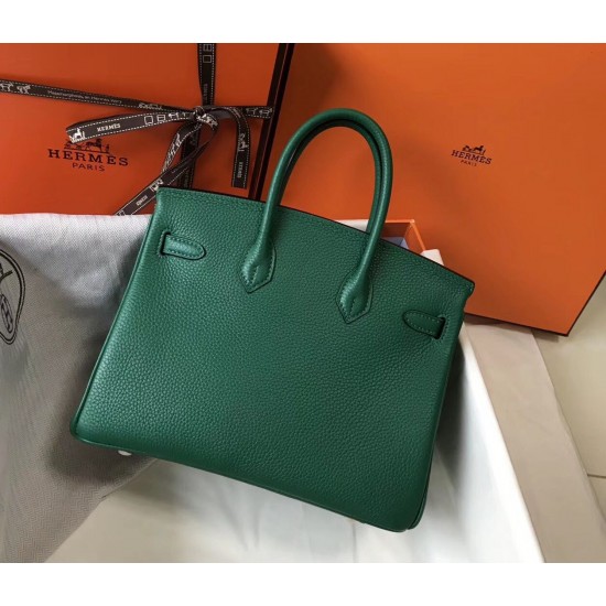 Hermes Birkin 25cm Bag In Vert Vertigo Clemence Leather