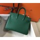 Hermes Birkin 25cm Bag In Vert Vertigo Clemence Leather