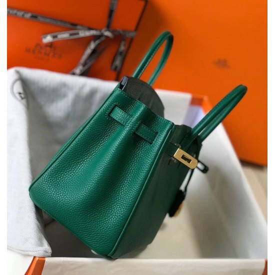 Hermes Birkin 25cm Bag In Vert Vertigo Clemence Leather