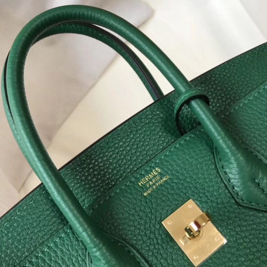 Hermes Birkin 25cm Bag In Vert Vertigo Clemence Leather