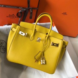 Hermes Birkin 25cm Bag In Yellow Clemence Leather