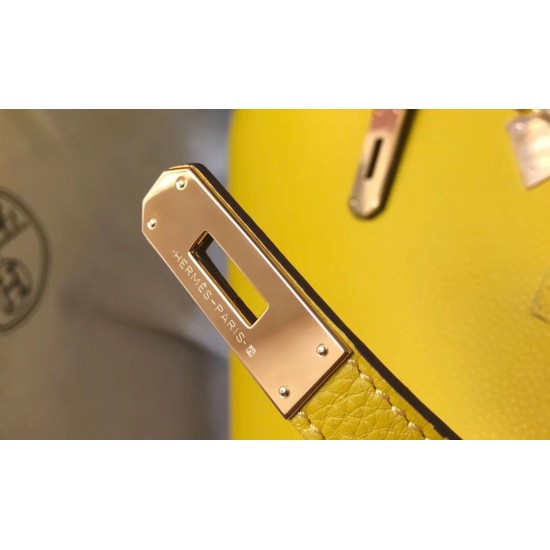 Hermes Birkin 25cm Bag In Yellow Clemence Leather