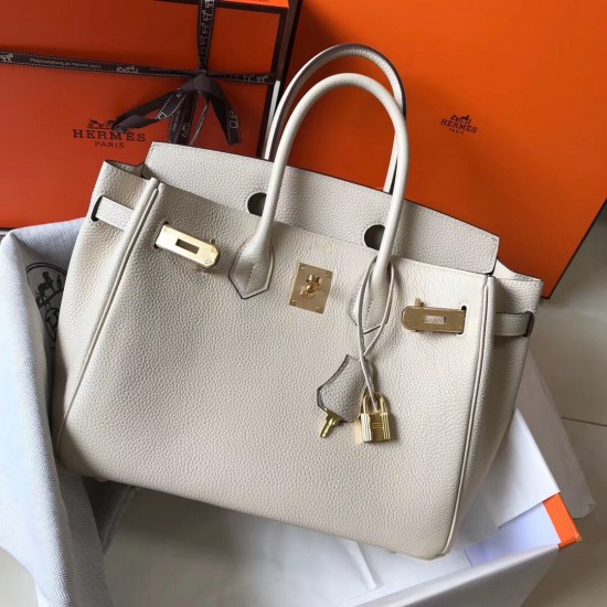 Hermes Birkin 30cm Bag In Beton Clemence Leather