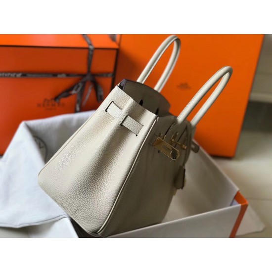 Hermes Birkin 30cm Bag In Beton Clemence Leather