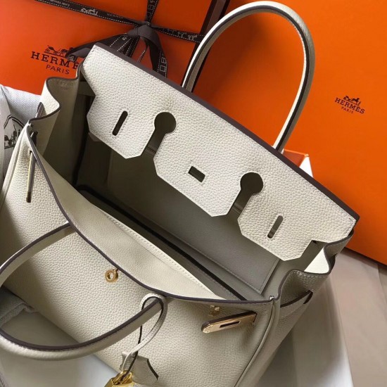 Hermes Birkin 30cm Bag In Beton Clemence Leather