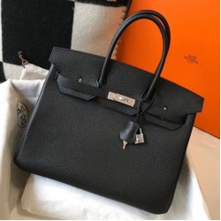 Hermes Birkin 30cm Bag In Black Clemence Leather