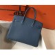 Hermes Birkin 30cm Bag In Blue Agate Clemence Leather