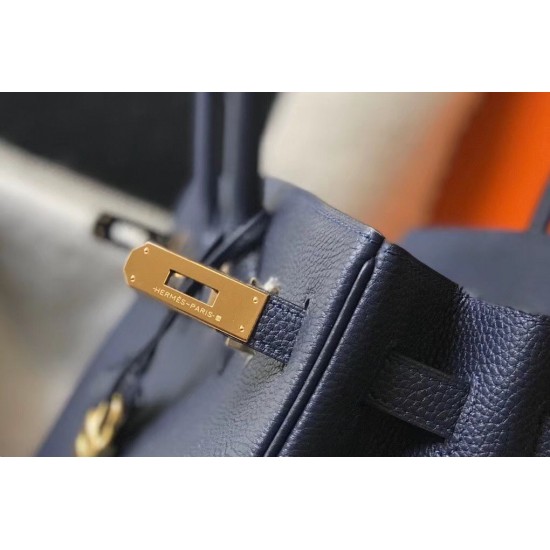 Hermes Birkin 30cm Bag In Dark Blue Clemence Leather