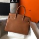 Hermes Birkin 30cm Bag In Gold Clemence Leather