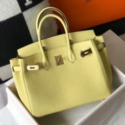 Hermes Birkin 30cm Bag In Jaune Poussin Clemence Leather