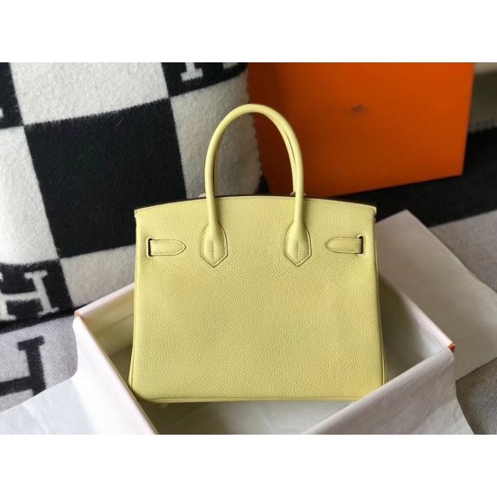 Hermes Birkin 30cm Bag In Jaune Poussin Clemence Leather