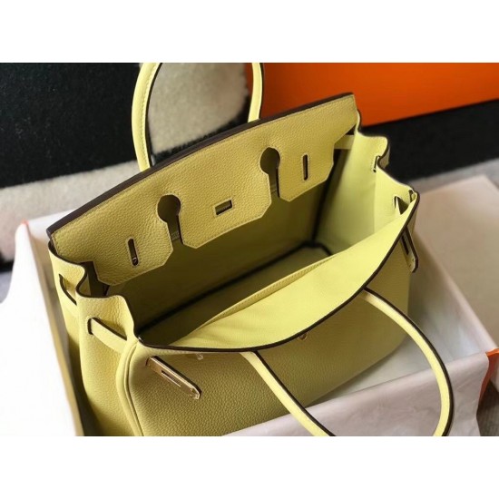 Hermes Birkin 30cm Bag In Jaune Poussin Clemence Leather